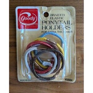 Vintage 1975 Goody Braided Elastic Ponytail Holders Extra Thick Hair 5684 Sealed